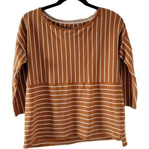 [Maison Jules] Striped Burnt Orange Top 3/4 Sleeve